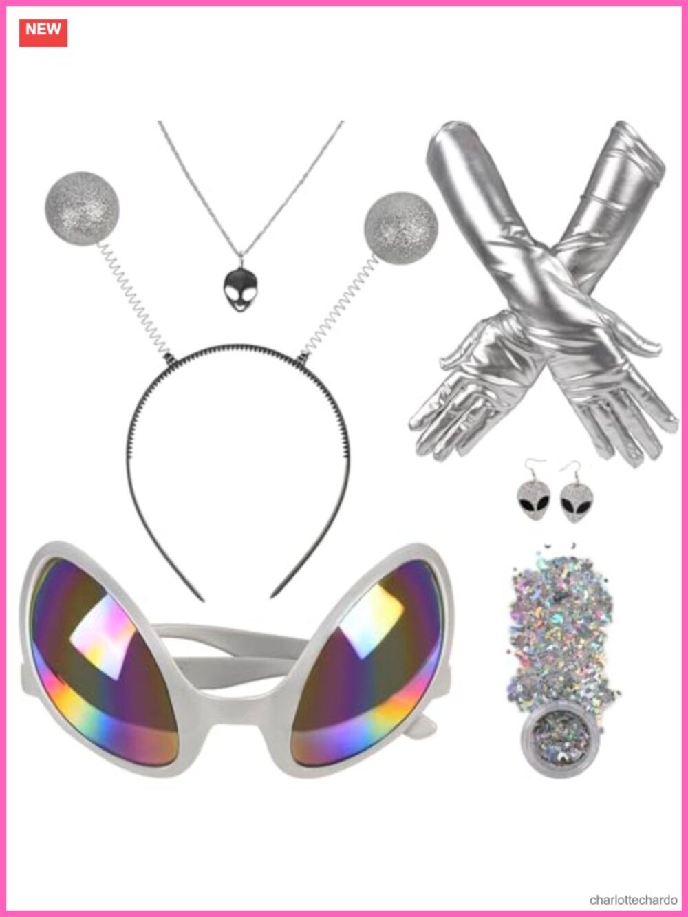 Alien Costume Accessories Set Headband Glasses Gloves Necklace Earrings